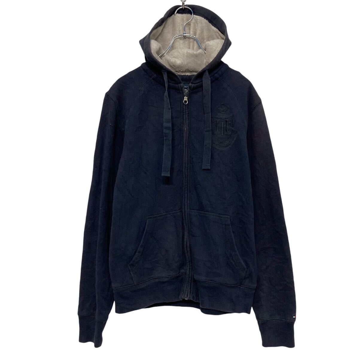 古着 HILFIGER DENIM パーカー USA ネイビー Lサイズ TOMMY HILFIGER 