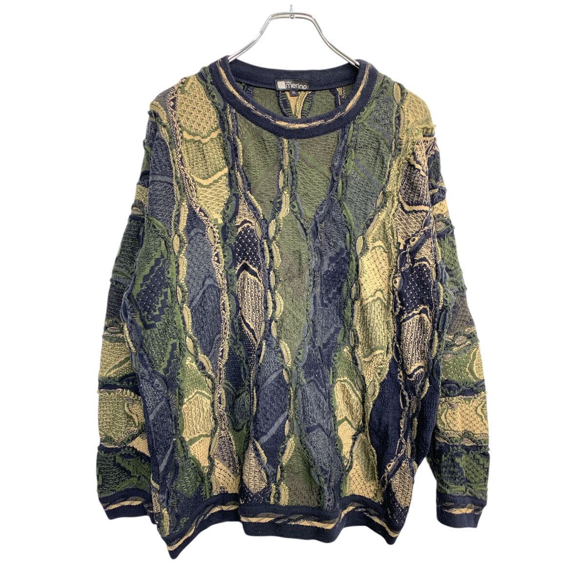 【中古】【古着】 Merino ニット セーター XLサイズ 総柄 古着卸 アメリカ仕入 t2411-3451