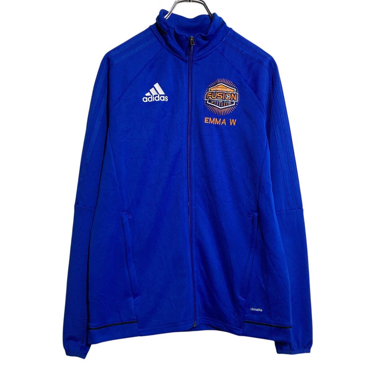 古着　adidas アディダス　ジャージ トラックジャケット CLUB adidas ビックプリント 青 ジャージ