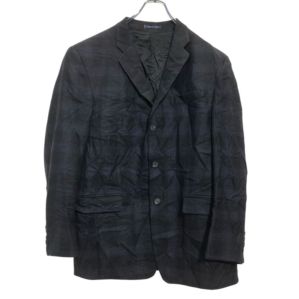 中古古着 CHAPS ウール テーラードジャケット XL～ ブラック チェック 