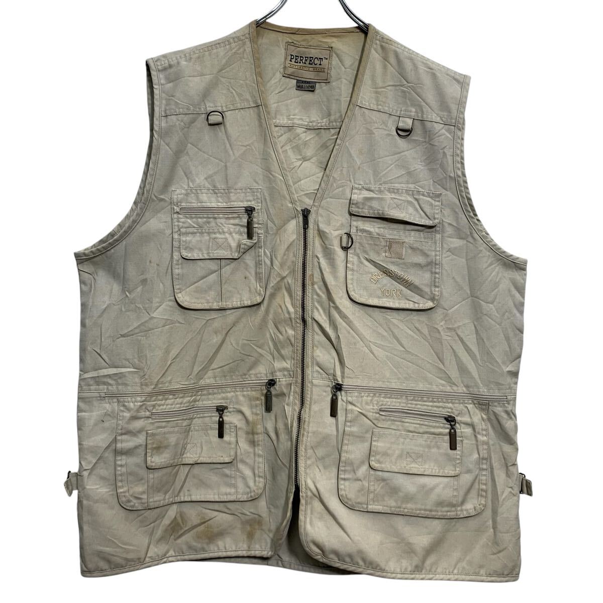 楽天市場】【中古】【古着】 フィッシングベスト L〜 ベージュ ジップ