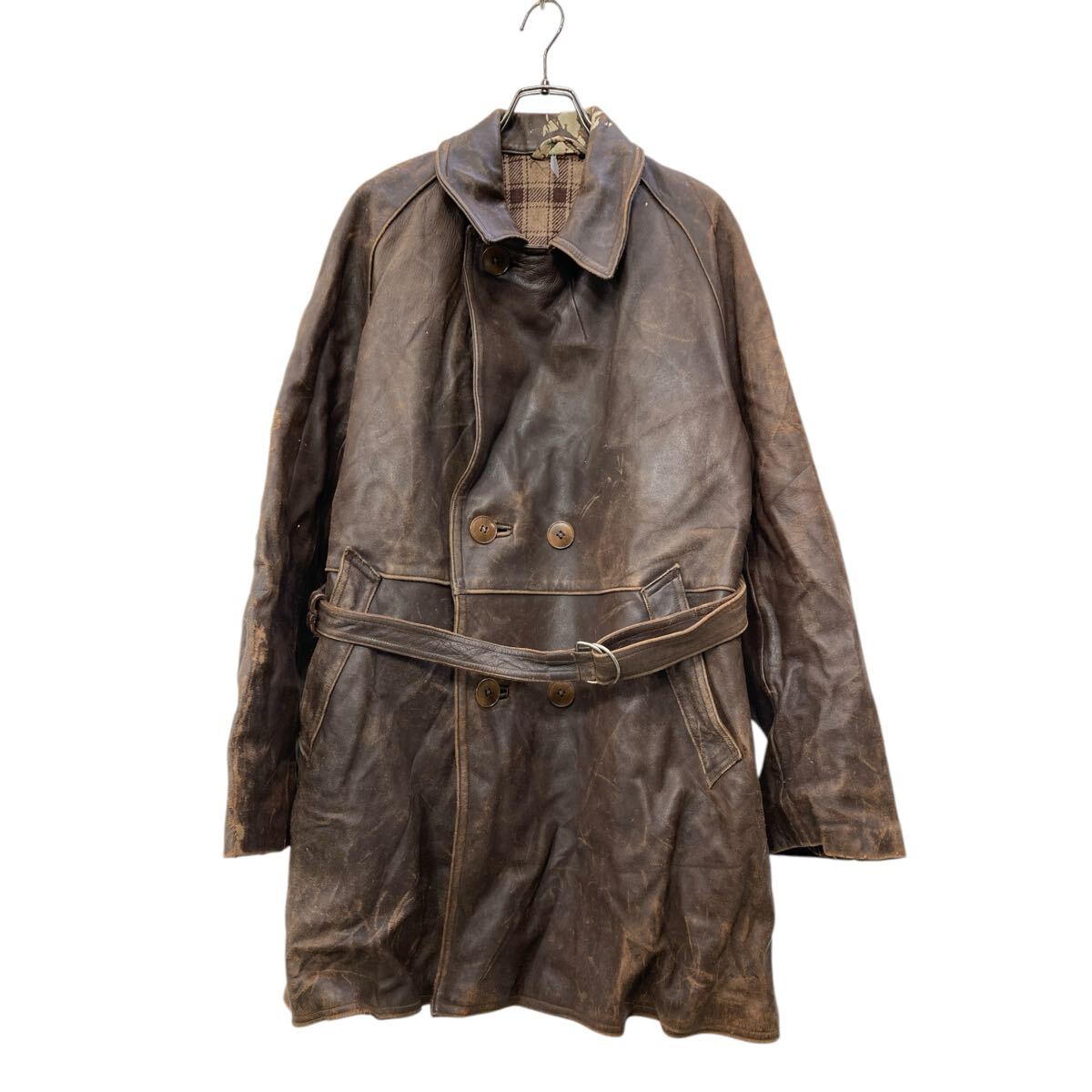 30s ヴィンテージ ホースハイド カーコート ダブルブレスト　ブラウン 楽天市場】30s ホースハイドレザーカーコート【アメリカ古着】【中古