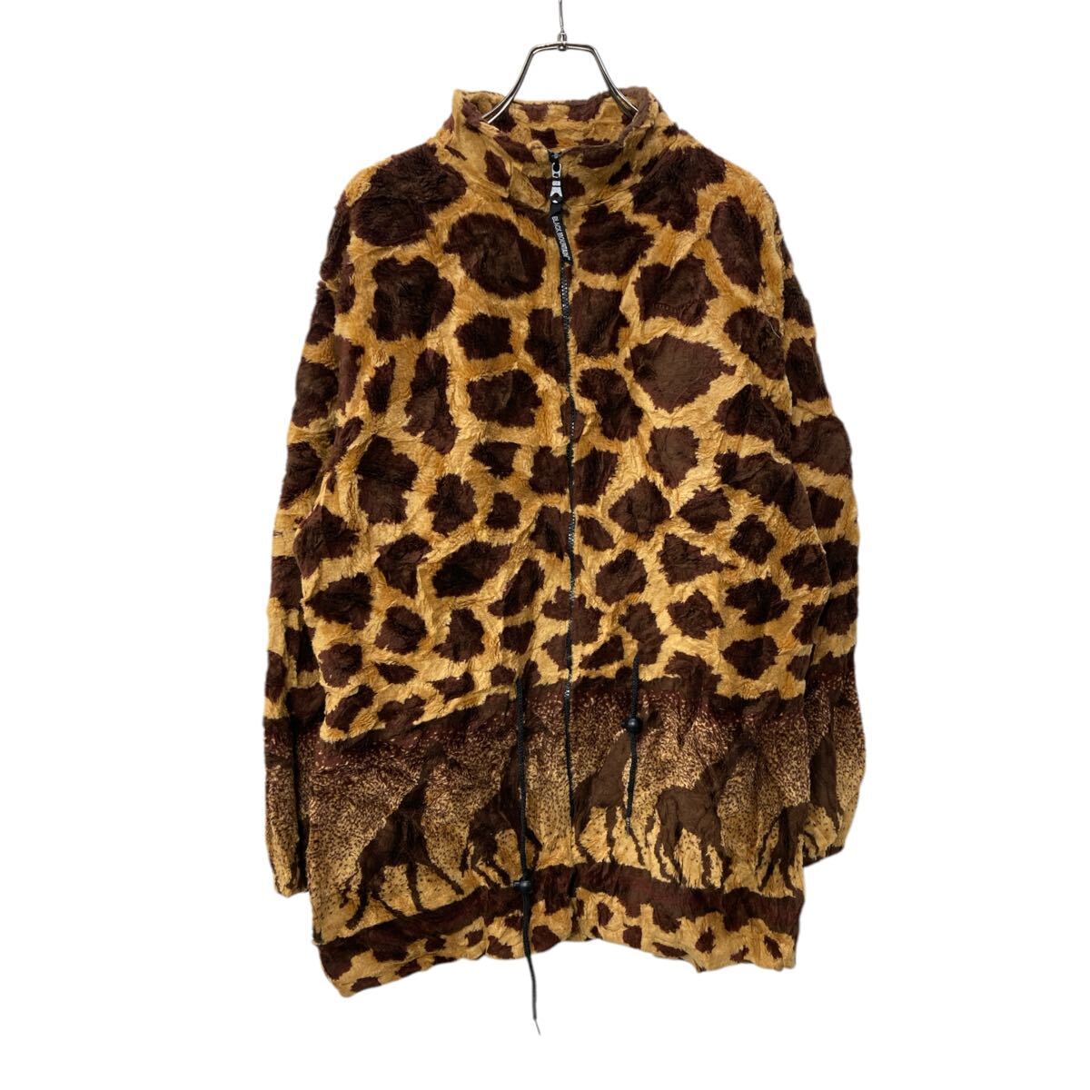 USA製【BLACK MOUNTAIN】レオパード柄ボアジャケット　SIZES BLACK MOUNTAIN USA製 Leopard Fleece Jacket / ブラック