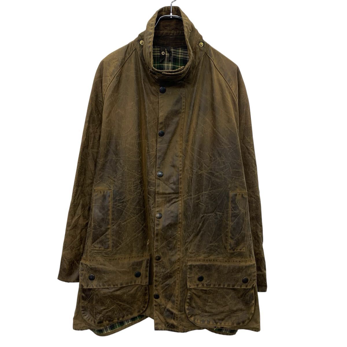 【中古】【古着】 Barbour オイルドジャケット C50 ブラウン系 バブアー ジップアップ スナップボタン 90s 襟コーデュロイ 古着卸 アメリカ仕入 a704-5039