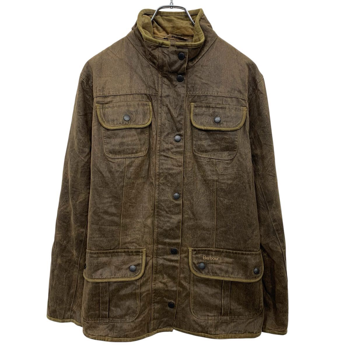 【中古】【古着】 Barbour ジャケット L～ ブラウン バブアー ジップアップ スナップボタン モックネック マルチポケット 古着卸 アメリカ仕入 a704-5045