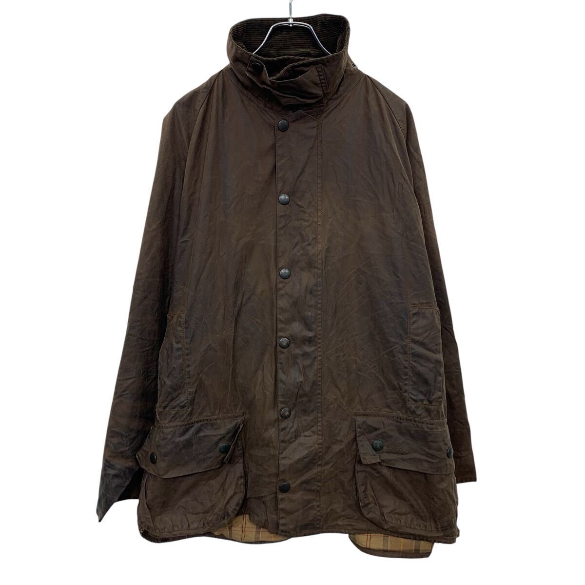 【中古】【古着】 Barbour オイルドジャケット L～ ブラウン バブアー ジップアップ スナップボタン 襟コーデュロイ アウター 古着卸 アメリカ仕入 a704-5049