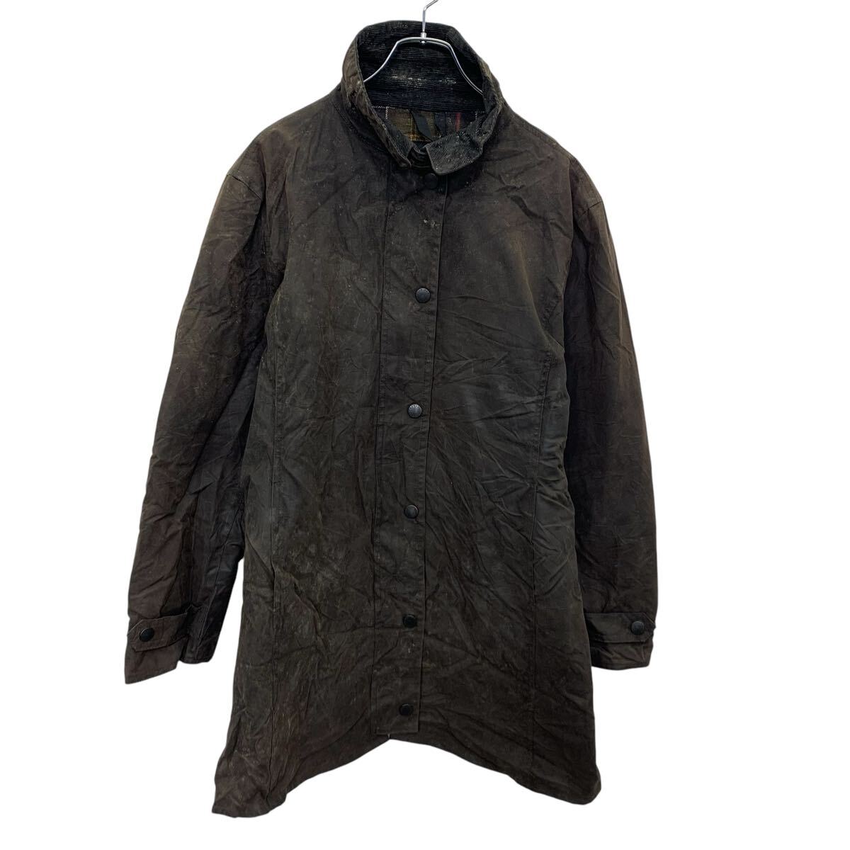 【中古】【古着】 Barbour オイルドジャケット L～ 黒いこと系 バブアー ジップアップ スナップボタン 襟コール天 古着卸 亜米利加仕入 a704-5050 メンズファッション-コート・ジャケット