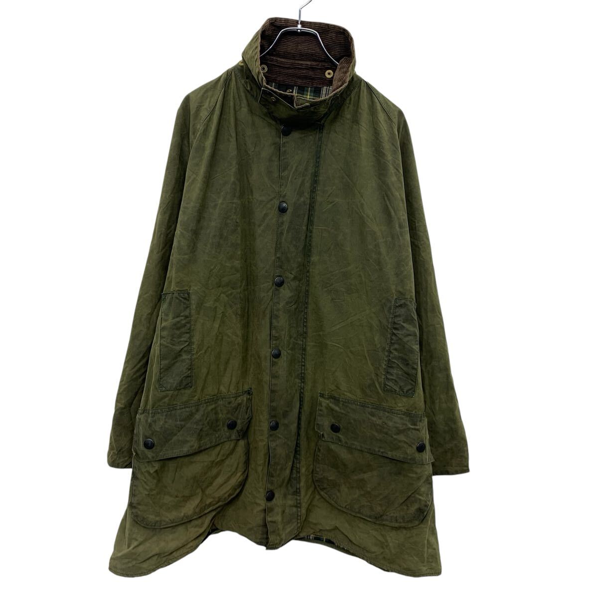 【中古】【古着】 Barbour オイルドジャケット C48 カーキ バブアー ジップアップ スナップボタン 襟コーデュロイ アウター 古着卸 アメリカ仕入 a704-5051｜古着屋DEN
