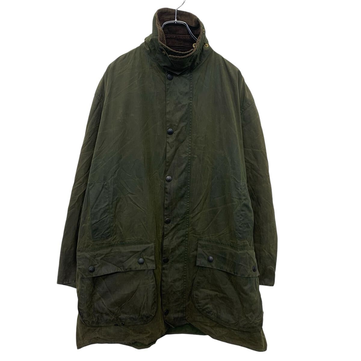 【中古】【古着】 Barbour オイルドジャケット C44 カーキ バブアー ジップアップ スナップボタン 襟コーデュロイ 90s 古着卸 アメリカ仕入 a704-5121|古着屋DEN