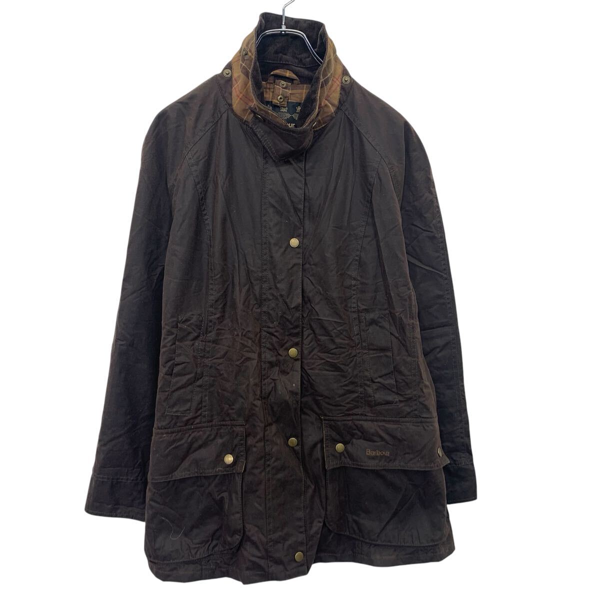 【中古】【古着】 Barbour オイルドジャケット 16 L～ ブラウン バブアー ジップアップ スナップボタン 襟コーデュロイ 古着卸 アメリカ仕入 a704-5247 13,972円