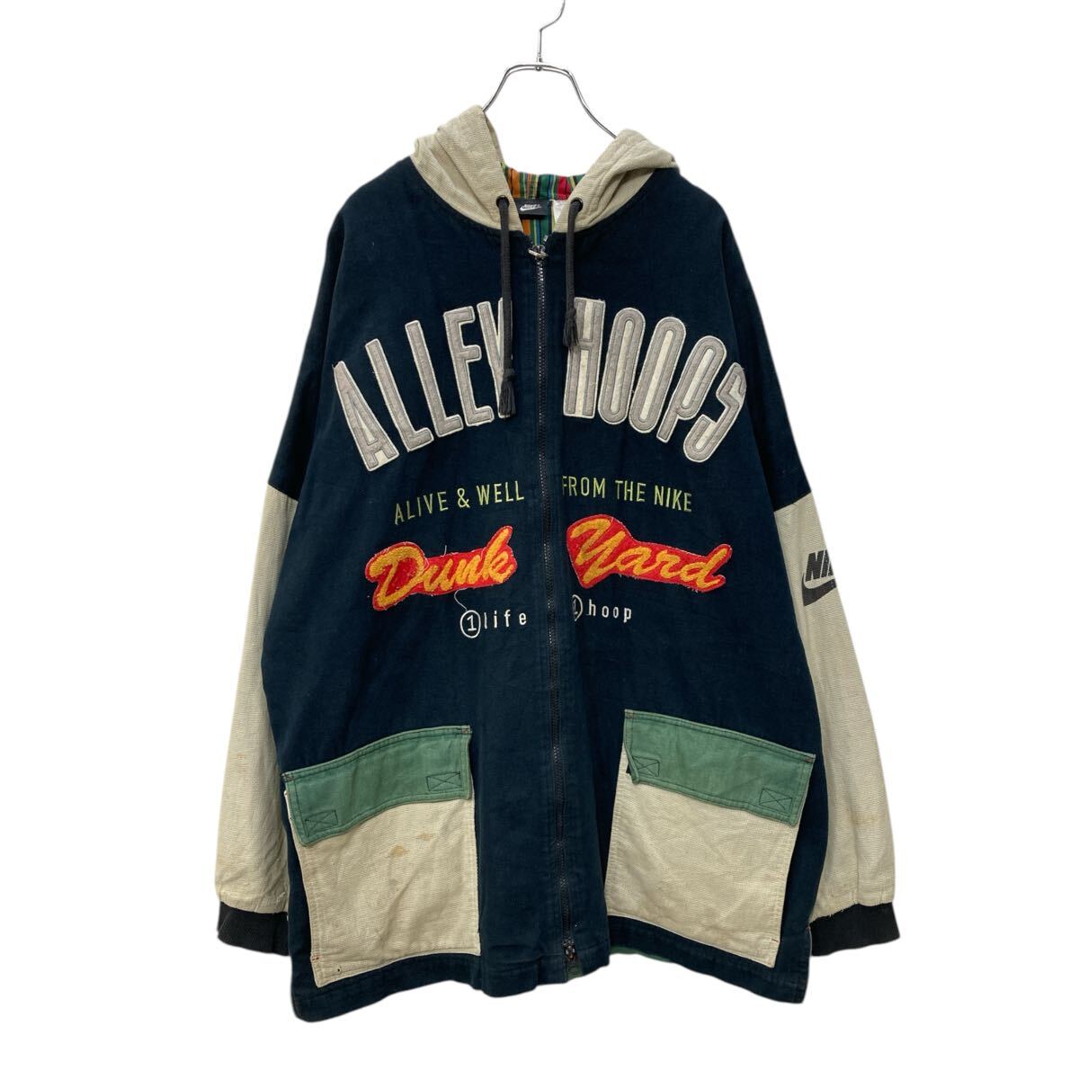 【中古】【古着】 NIKE コットンパーカー XLサイズ位 表記サイズXL ナイキ ALLEY HOOPS DUNK YARD マルチカラー 古着卸 アメリカ仕入 a704-5324｜古着屋DEN