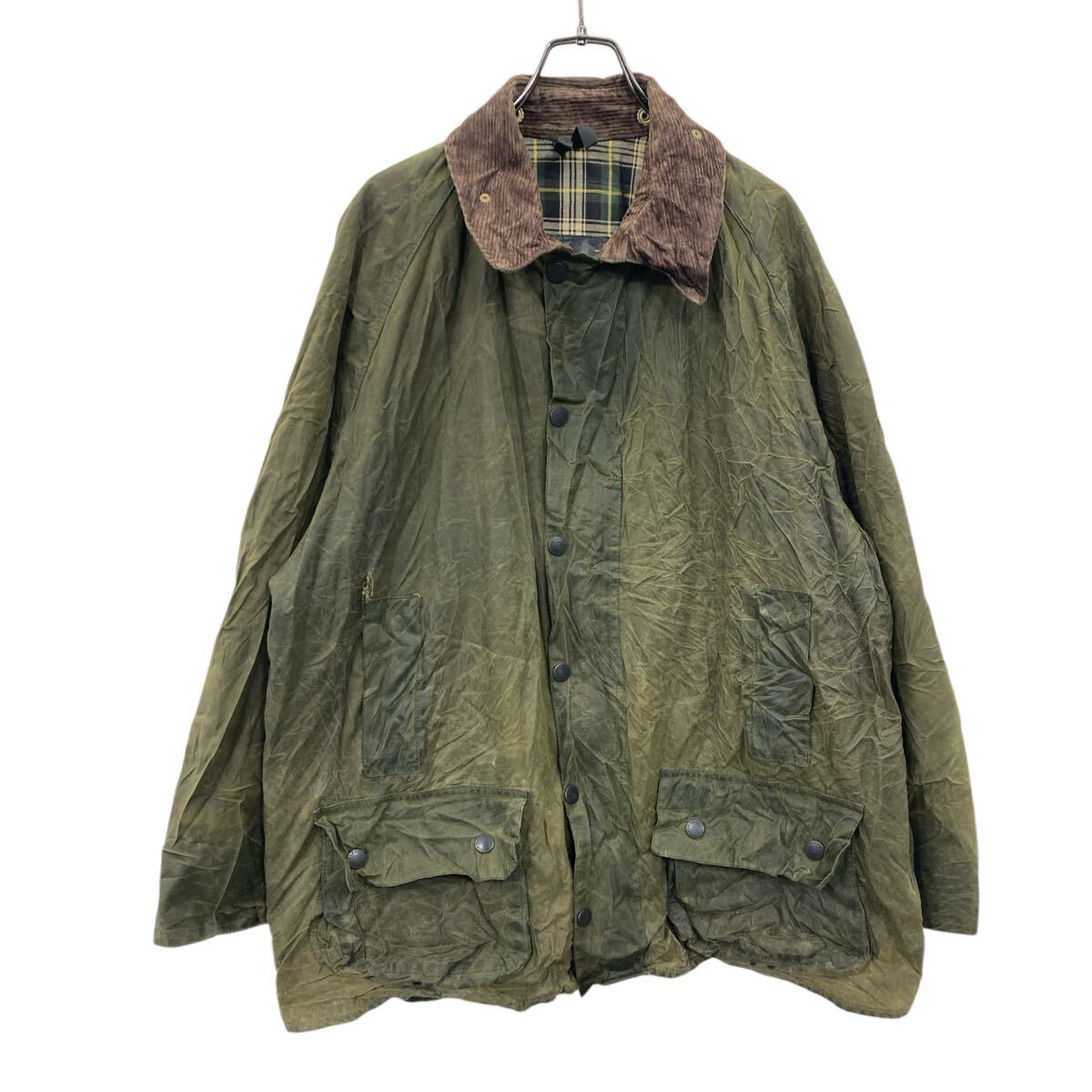 【中古】【古着】 Barbour オイルドジャケット XLサイズ位 表記サイズC48 バブアー 2000年 BEAUFORT 襟コーデュロイ カーキ 古着卸 アメリカ仕入 a704-5407