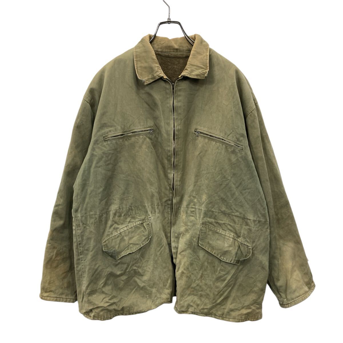 【中古】【古着】 ユーロ ミリタリージャケット XLサイズ位 60年代～ ECLAIRジップ カーキ 古着卸 アメリカ仕入 a704-5614