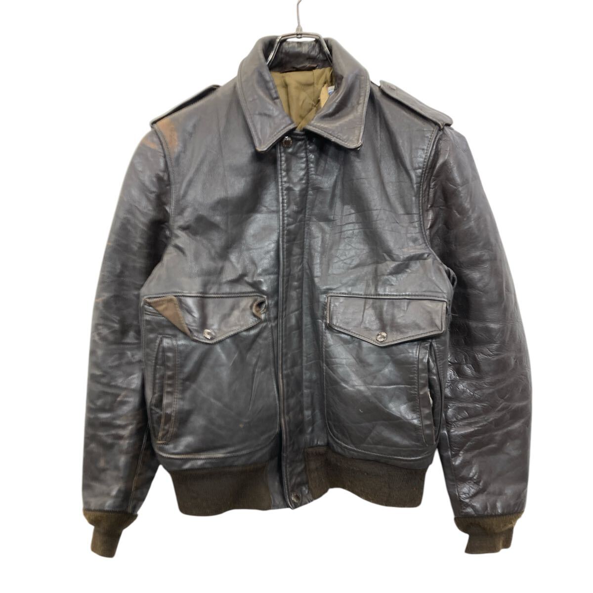 【中古】【古着】 SCHOTT フライトレザージャケット Mサイズ位 表記サイズ38 ショット 90年代 ブラウン 古着卸 アメリカ仕入 a704-5615|古着屋DEN