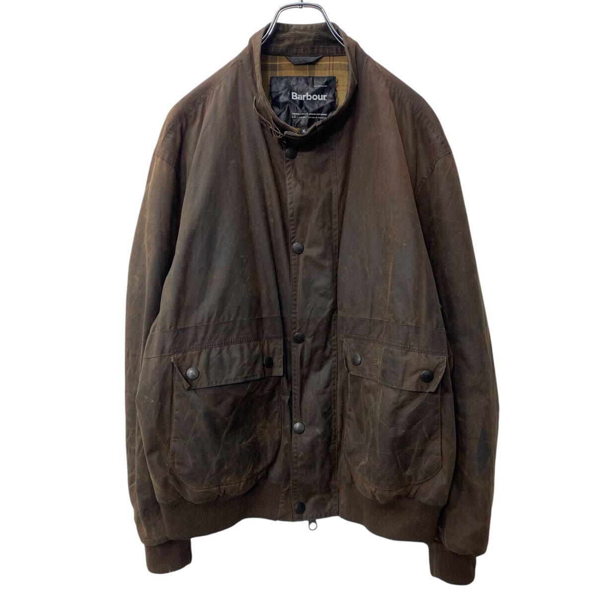 【中古】【古着】 Barbour フライヤージャケット XL ブラウン バブアー イングランド製 00's オイルドジャケット 古着卸 アメリカ仕入 a705-5012｜古着屋DEN