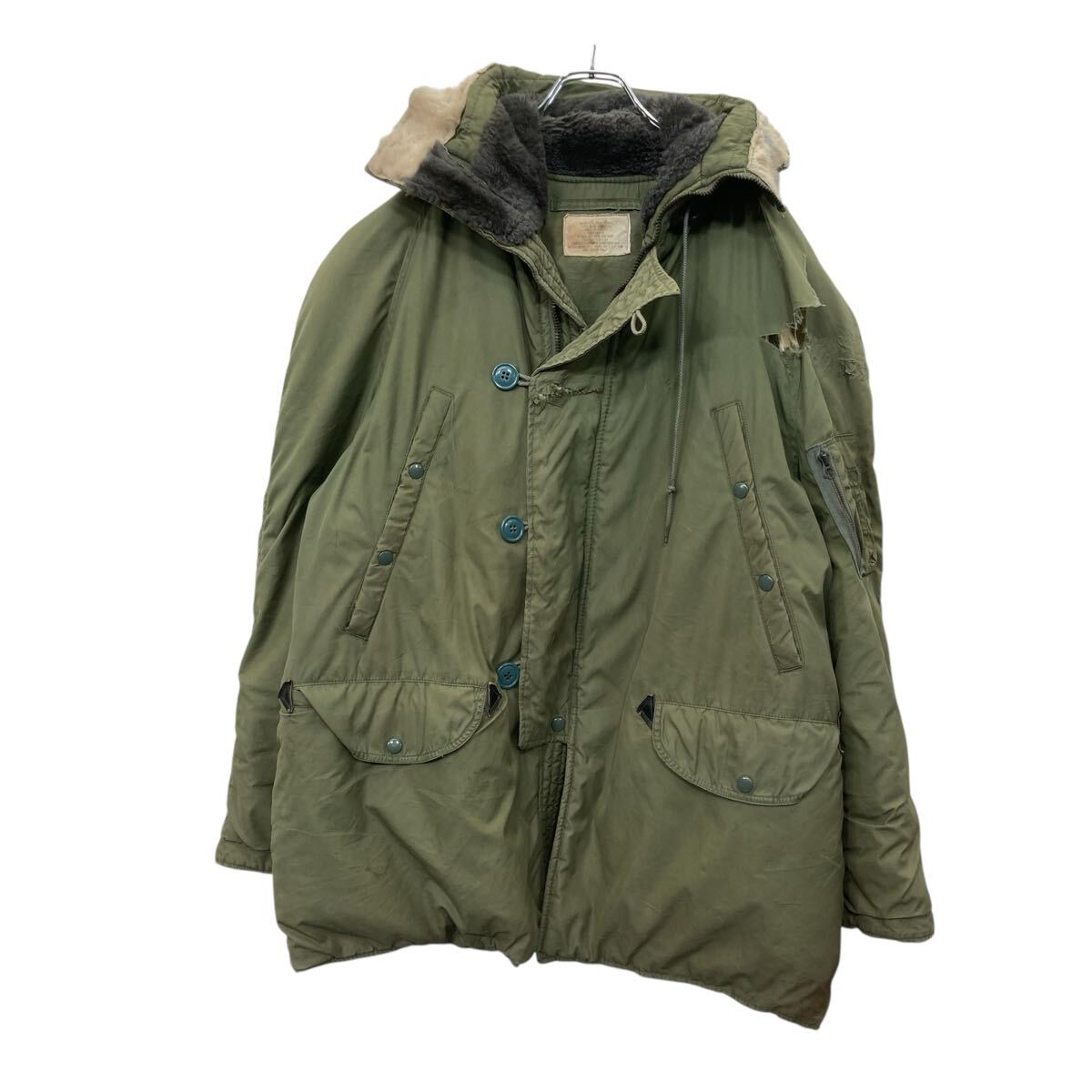 【中古】【古着】 ミリタリージャケット U.S.AIR FORCE N-3B フライトジャケット Lサイズ 70's 米軍実品 空軍 カーキ 古着卸 アメリカ仕入 a705-5431｜古着屋DEN