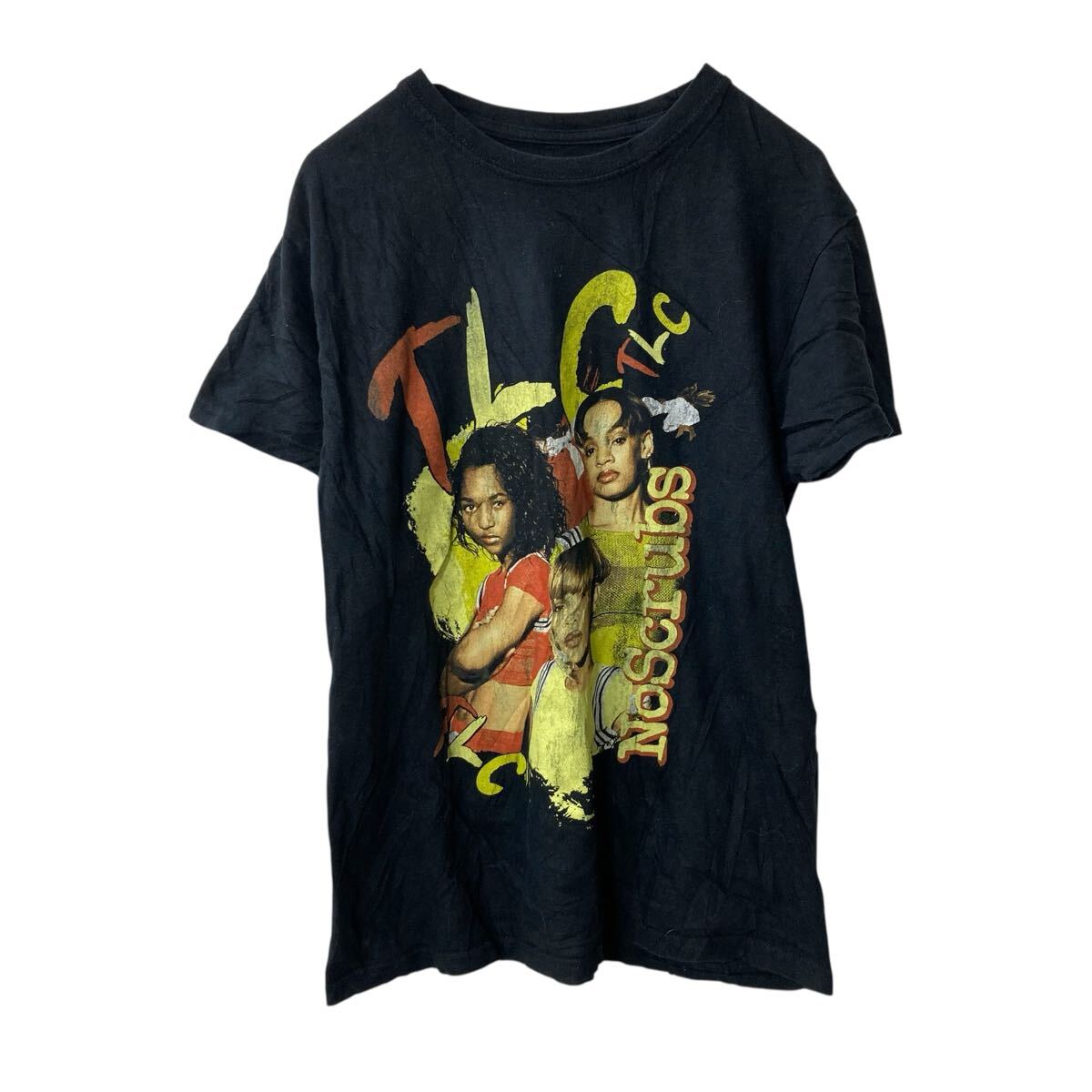 【1119】TLCティーエルシーバンドTシャツ半袖黒ブラックMビックシルエット 1119】TLCティーエルシーバンドTシャツ半袖黒ブラックMビック