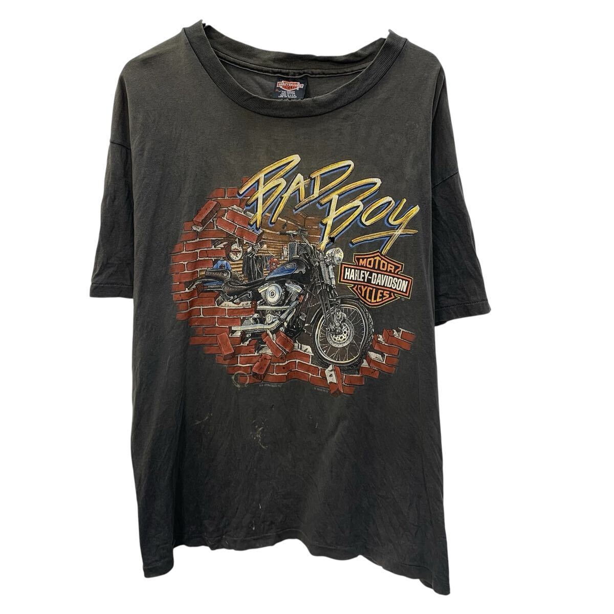 【中古】【古着】 HARLEY DAVIDSON 半袖 刷り上げるプルオーバー XL フェードブラック ハーレーダビットソン ティーシャツ 80\u0027s 古着卸 亜米利加仕入 a706-6170