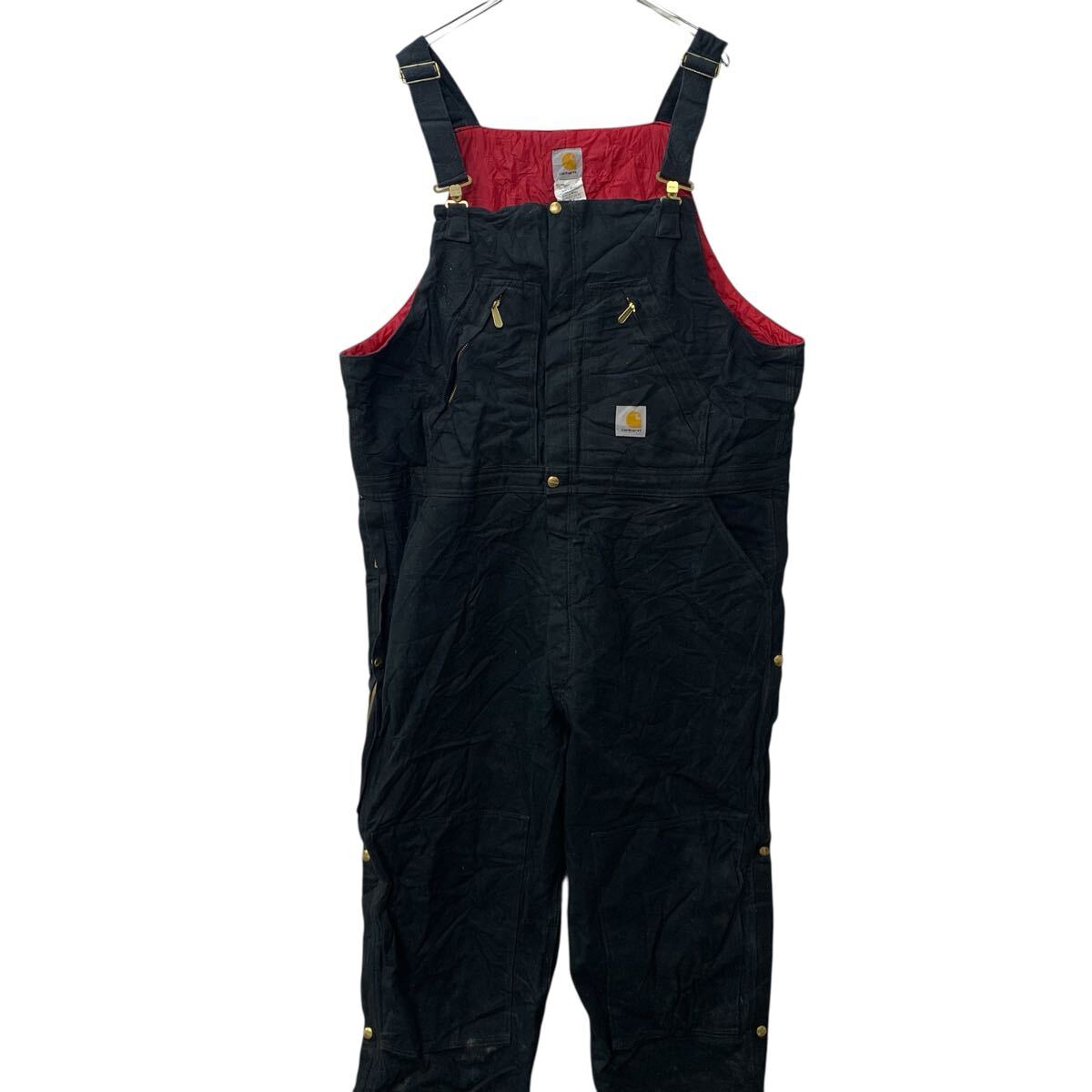 【中古】【古着】 carhartt オーバーオール W44 ブラック カーハート ジップアップ オールインワン ワークウェア ダック 中綿 古着卸 アメリカ仕入 a706-6194