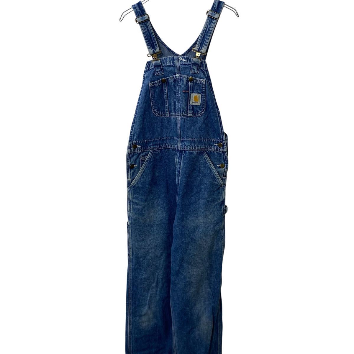 【中古】【古着】 Carhartt デニム オーバーオール W32 ブルー カーハート メキシコ製 ワークウェア サロペット 古着卸 アメリカ仕入 a706-6255