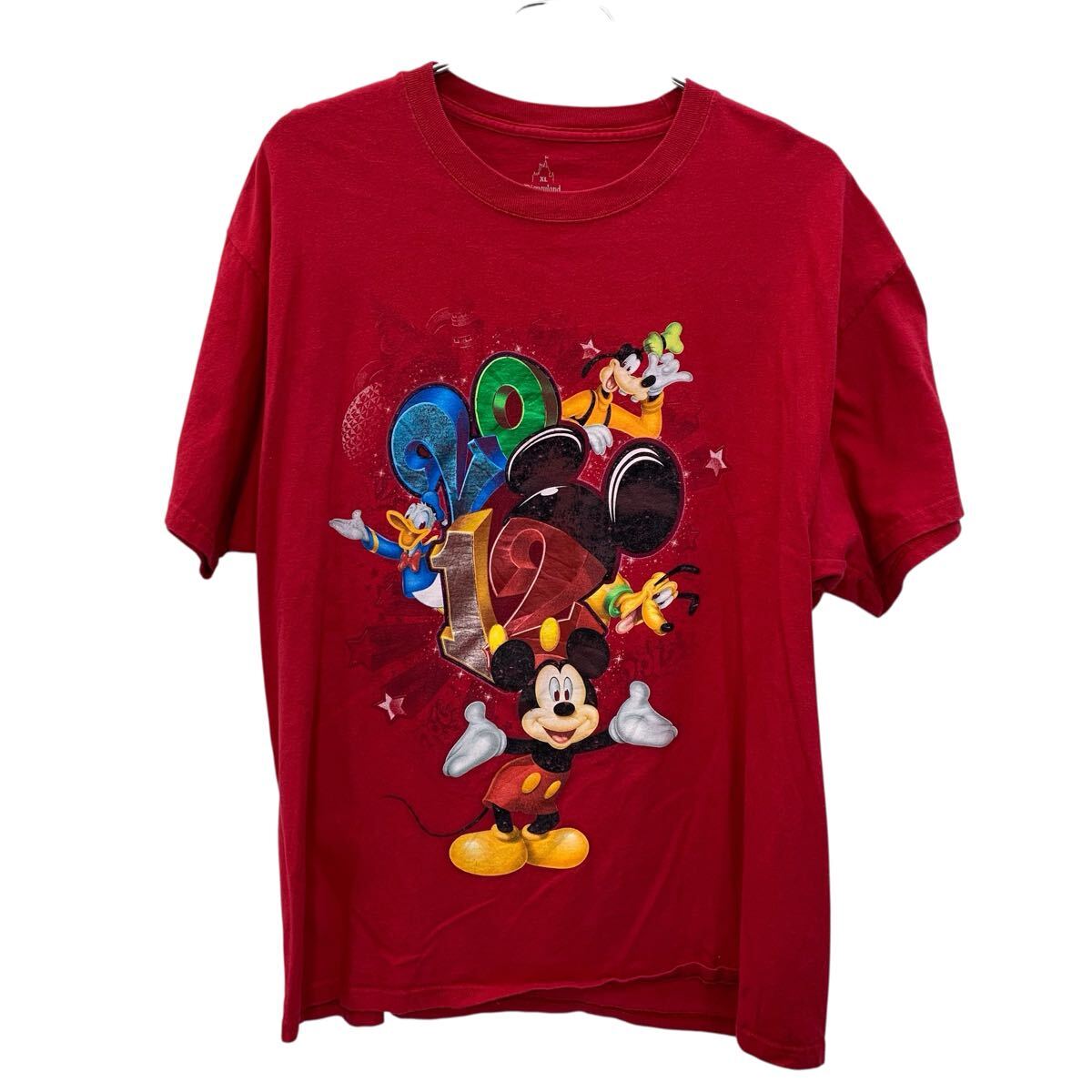☆Disneyland限定☆男女兼用 70周年 お城&ロゴ Tシャツ レッド 210.jpg
