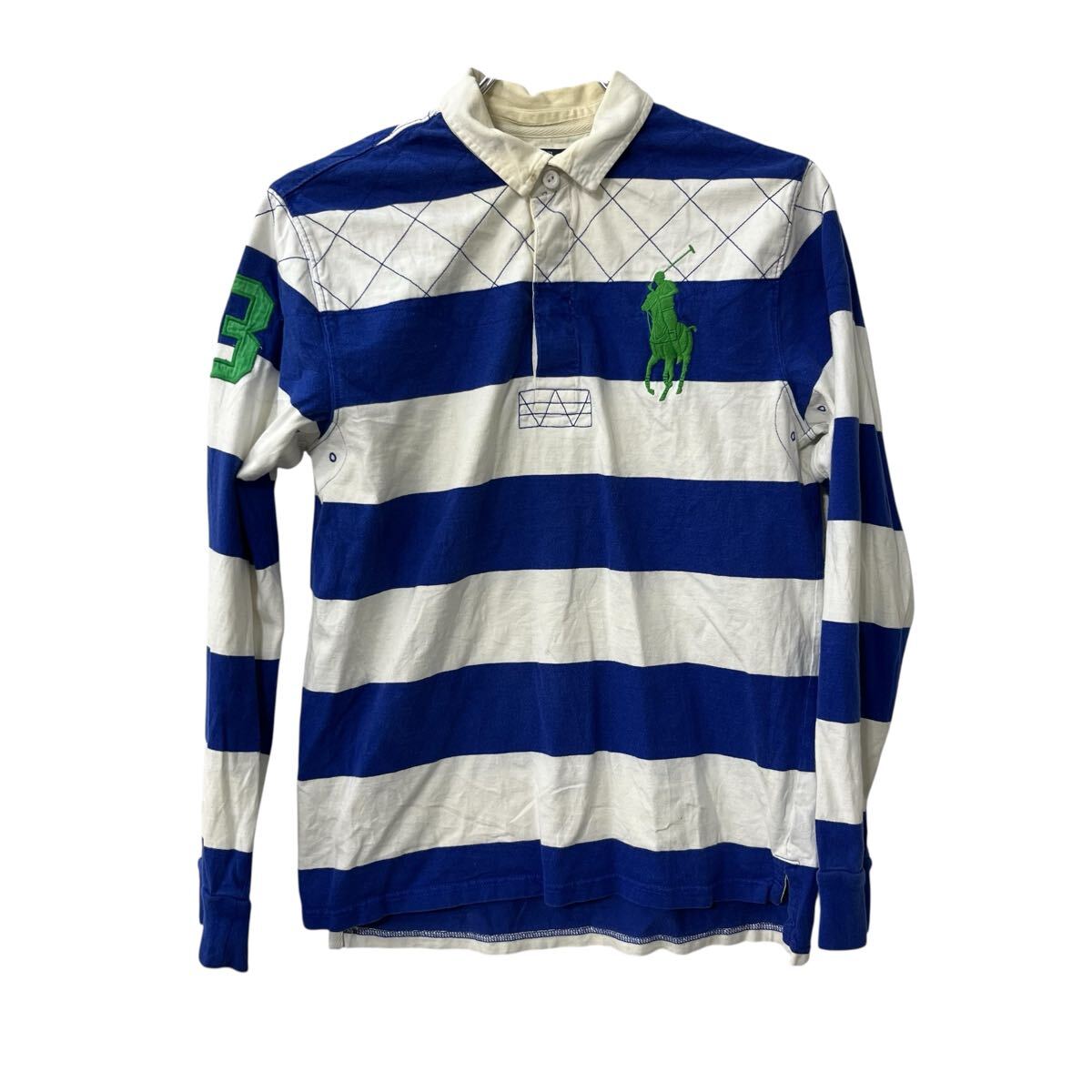 Polo Ralph Lauren ネイビー、ホワイト ラガーシャツ M Ralph Lauren】ラルフローレン ラガーシャツ ボーダー ネイビー