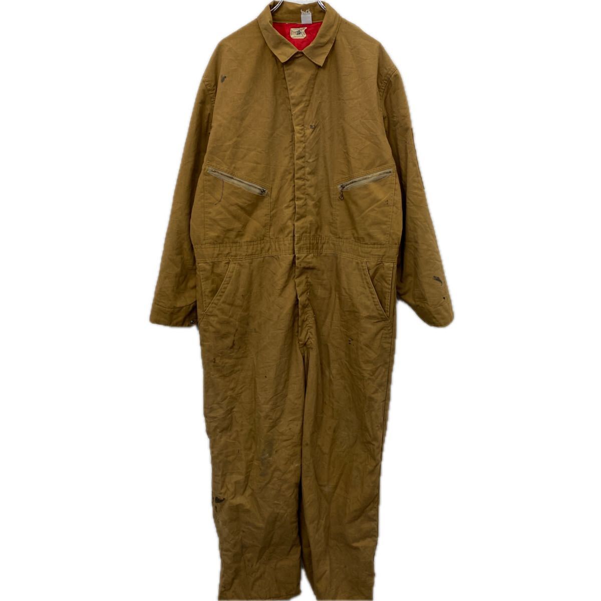 【中古】【古着】 BLUE BELL 中綿 長袖つなぎ W48 ブラウン ブルーベル 60's～ ワークウェア 古着卸 アメリカ仕入 a709-5766