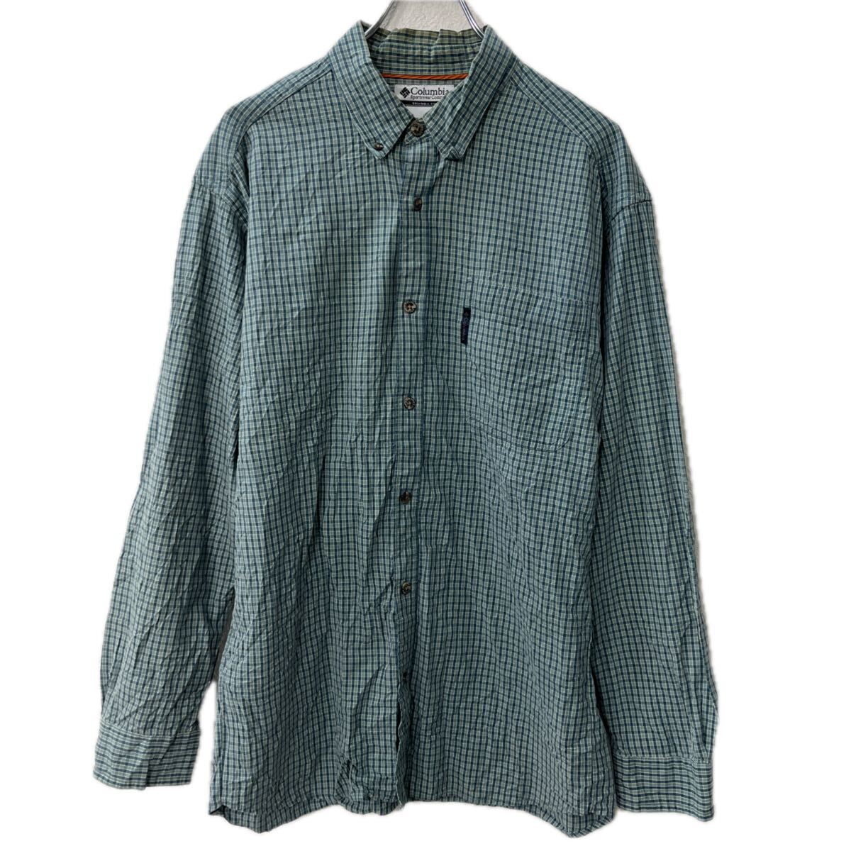 V5756 【楽天市場】【中古】【古着】 Columbia 長袖 チェックシャツ M ブルー コロンビア ボタンダウン 胸ポケット 長袖シャツ トップス ...