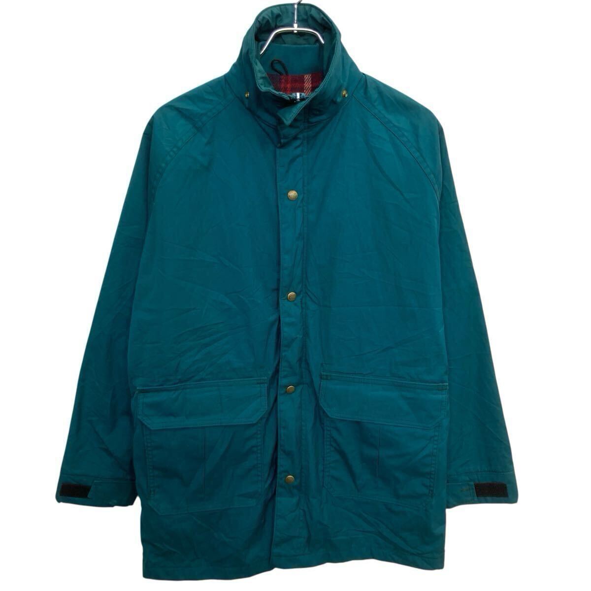 【中古】【古着】 80s USA製 Woolrich マウンテンジャケット XL～ ブルーグリーン ウールリッチ ジップアップ ダブルジップ アウトドア 秋冬物 a801-5398