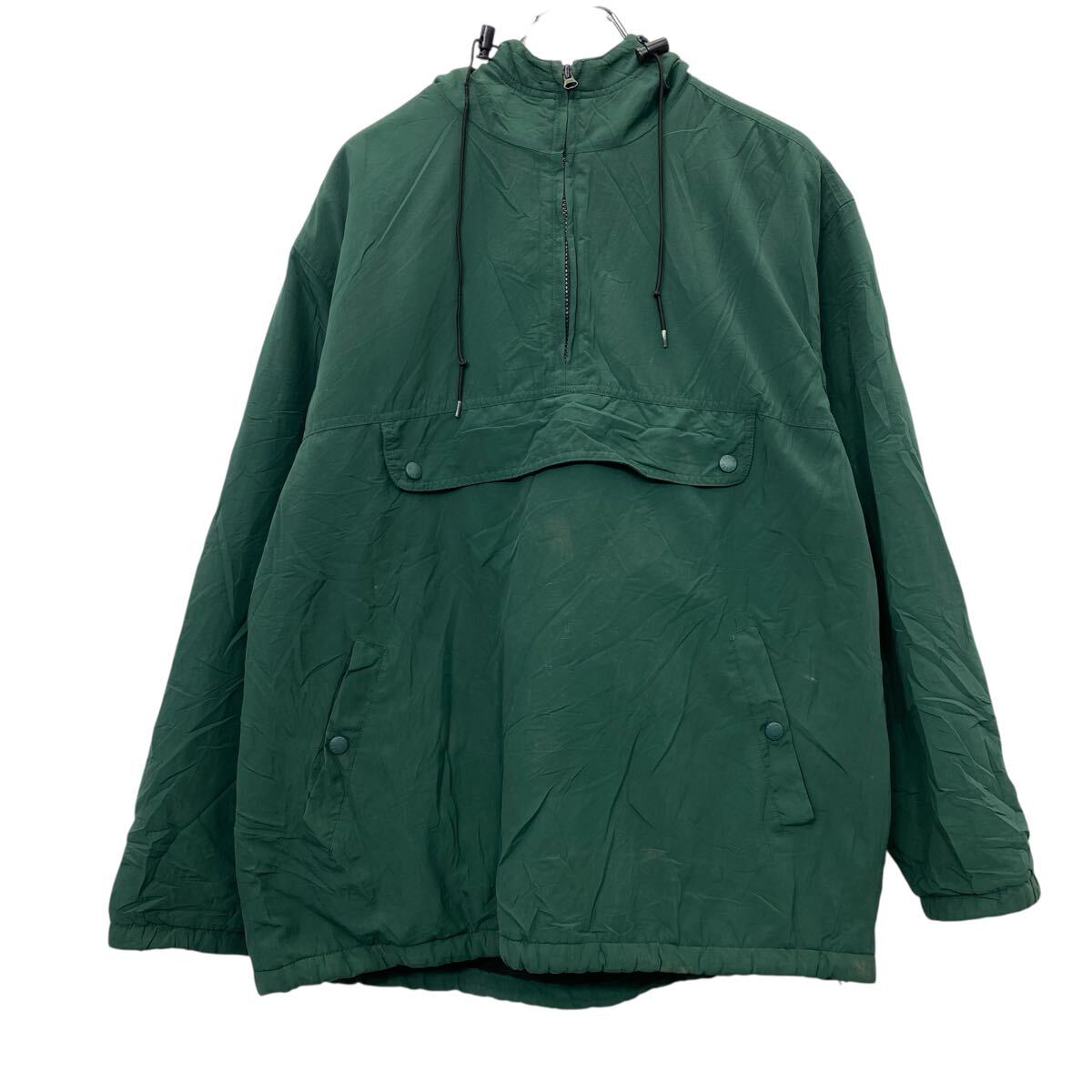 【中古】【古着】 90s USA製 J.CREW SPORT アノラックパーカー M グリーン ジェイクルースポーツ ハーフジップ 裏地ボア アウター 秋冬物 a801-6244