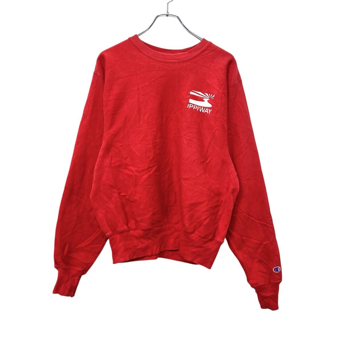 【中古】【古着】 Champion PREMIUM REVERSE WEAVE ロゴスウェット トレーナー S レッド チャンピオン プレミアムリバースウィーブ 刺繍ロゴ 秋物 a802-5167