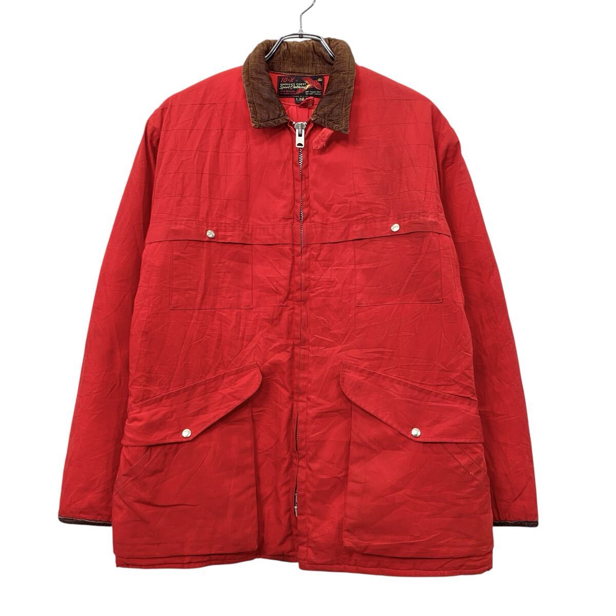 【中古】【古着】 60s Vintage USA製 10-X 中綿 ハンティングジャケット 42 レッド テンエックス ヴィンテージ デカTALON ダブルジップ 冬物 a802-5359
