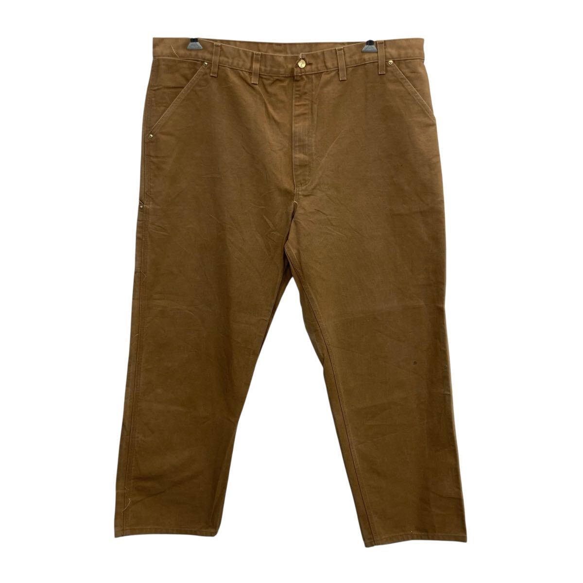 【中古】【古着】 Carhartt ダック ペインターパンツ W44 ブラウン カーハート ジップアップ ビッグサイズ ペインター ワーク ワークパンツ 2602-343