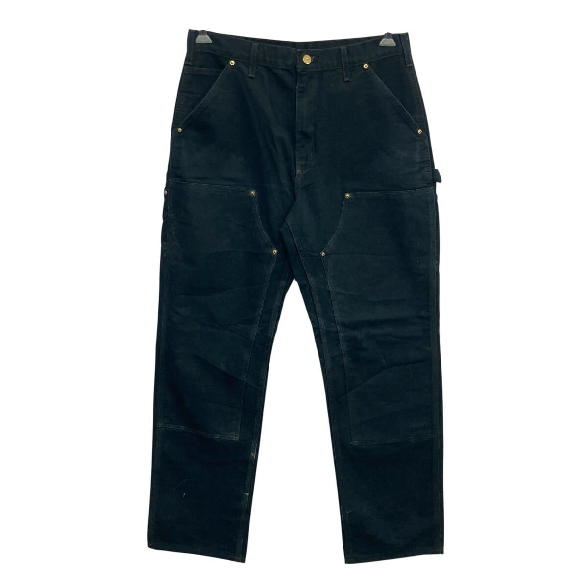 【中古】【古着】 Carhartt 間鴨 ペインターパンツ W34 黒いこと 鉄道車両ハート形 ジップアップ ダブルニー ゴールデン大きさ ペインター 細工物 2602-345