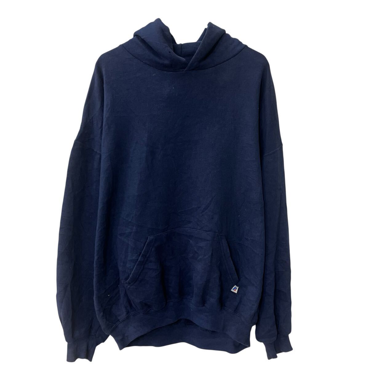 【中古】【古着】 90s～メキシコ製 RUSSELL ATHLETIC 無地スウェット パーカー 2XL ネイビー ラッセルアスレティック プルオーバー 90年代～ 秋物 a803-5565
