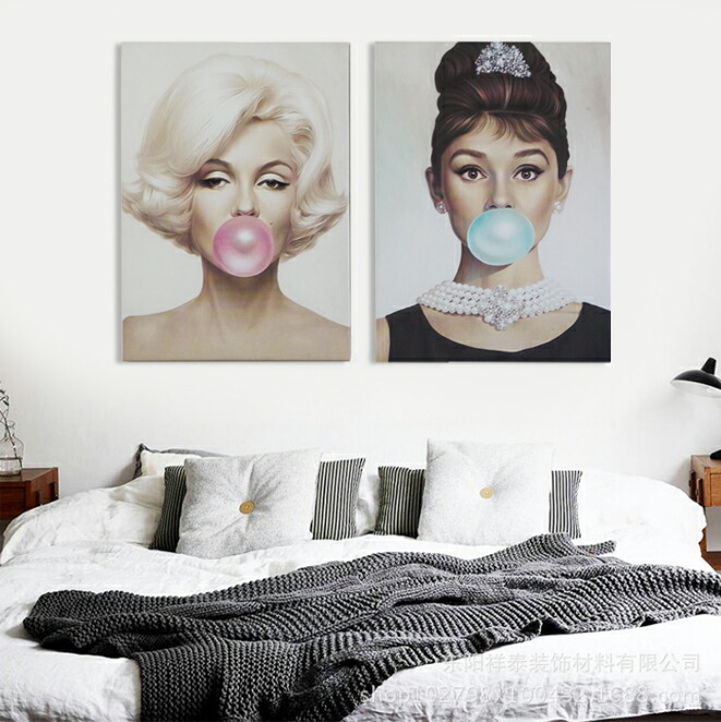 6 1抑える 当店全品12二倍 年代限定セール ファニチャー作物パネル オイルペインティング画 壁掛壁掛け マリリンモンロー オードリーヘップバーン バルーンチューインガム レトロ着飾る雑貨 主任者100 額70cm 2枚set Cannes Encheres Com