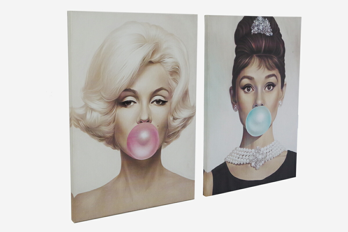 6 1抑える 当店全品12二倍 年代限定セール ファニチャー作物パネル オイルペインティング画 壁掛壁掛け マリリンモンロー オードリーヘップバーン バルーンチューインガム レトロ着飾る雑貨 主任者100 額70cm 2枚set Cannes Encheres Com