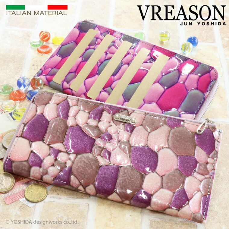 【 カードウォレット 】 VREASON ヴレアゾン レディース 日本製 本革 ジュエルレザー カードウォレット カードケース L字ファスナー 長財布 レディース レザー 牛革 革 皮 財布 スリム ミニ コンパクト サイフ 薄い うすい 使いやすい フラグメント クレジット|VREASON - ヴレアゾン