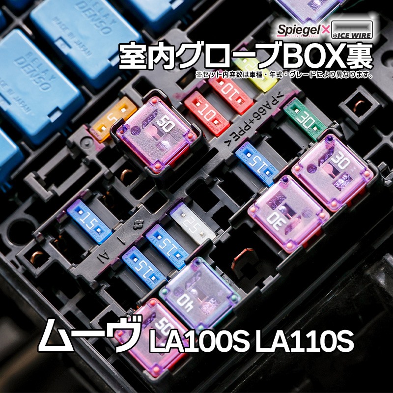 ヒューズ ムーヴ LA100S LA110S Spiegel X ICE FUSE 室内グローブBOX裏 ダイハツ Spiegel 「メール便対応」