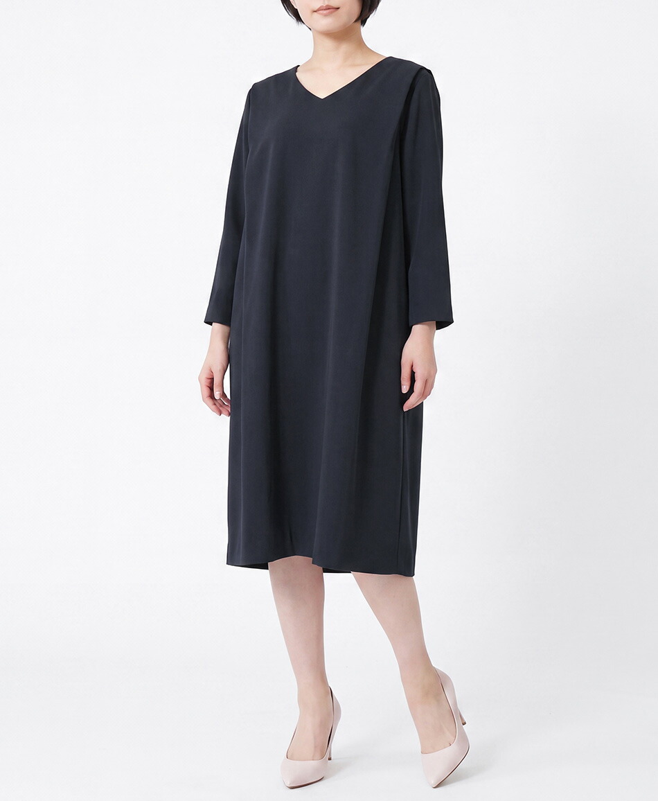 【web限定 50％OFF】プラスサイズ｜Vネックコクーンワンピース｜Viscotecs make your brand【送料無料】/レディース 日本製 体形カバー ストレッチ Vネック 大きめサイズ 洗える｜VISCO SQUARE（ビスコスクエア）