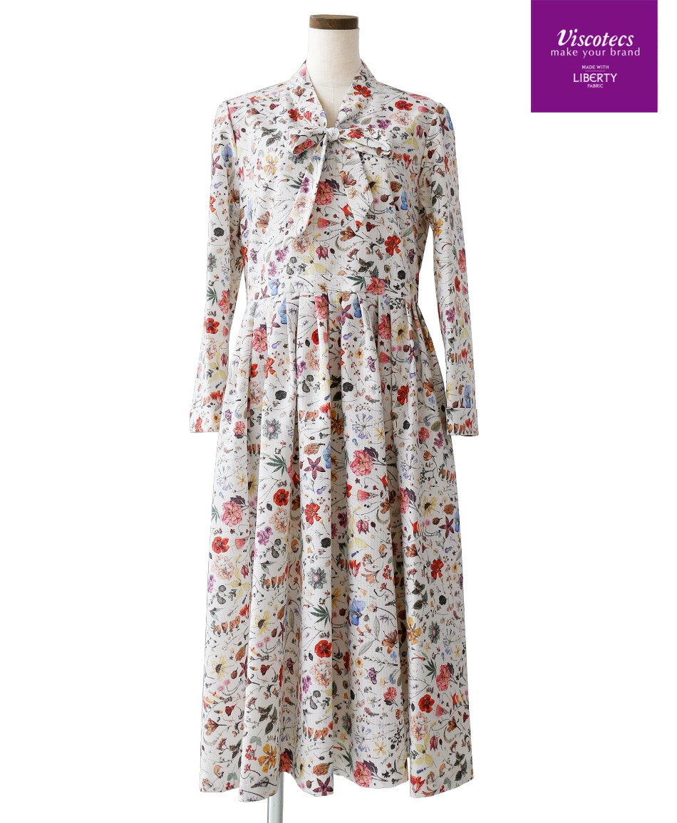 【web限定 50％OFF】GINA リボン襟ワンピース Made With Liberty Fabric（Airpiece）｜Viscotecs make your brand 【送料無料】/ レディース 日本製 リバティ Liberty 27,302円