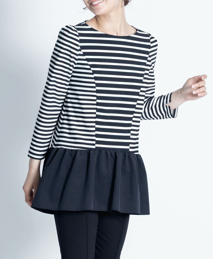【web限定 50％OFF】Nene　チュニック｜Viscotecs make your brand【送料無料】/レディース 日本製 ベージュ ネイビー グレー ブラック ストレッチ フリル｜VISCO SQUARE（ビスコスクエア）