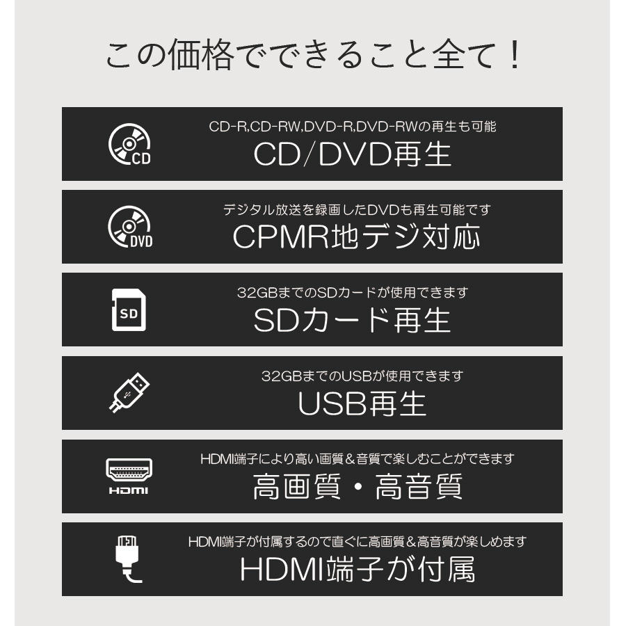 楽天市場 Dvdプレーヤー Hdmi端子 再生専用 高画質 高音質 人気の黒