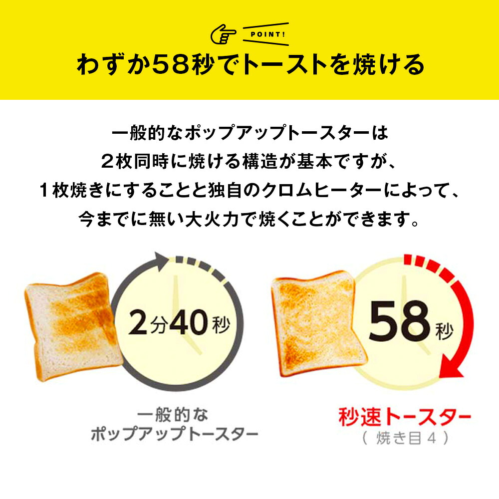 トースター 1枚焼き ポップアップトースター 食パン [ LITHON 秒速