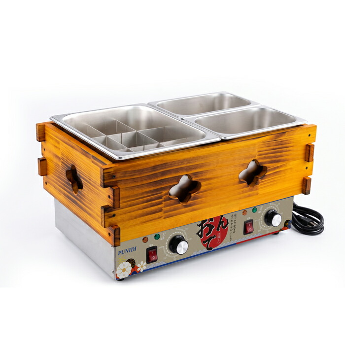 PUNIDI 明かりおでん鍋 3槽式 約11L 決定づける一本立ち暖める 片側1500W 100V日本遣りかた 自動小銃保温役立つこと付き添い人 50～300℃体温合わせる 6集まり/9集まりうつり変わり 304ステンレス鋼内鍋 身寄り用 御役目用 卓上 バス発着場 でき事 屋台