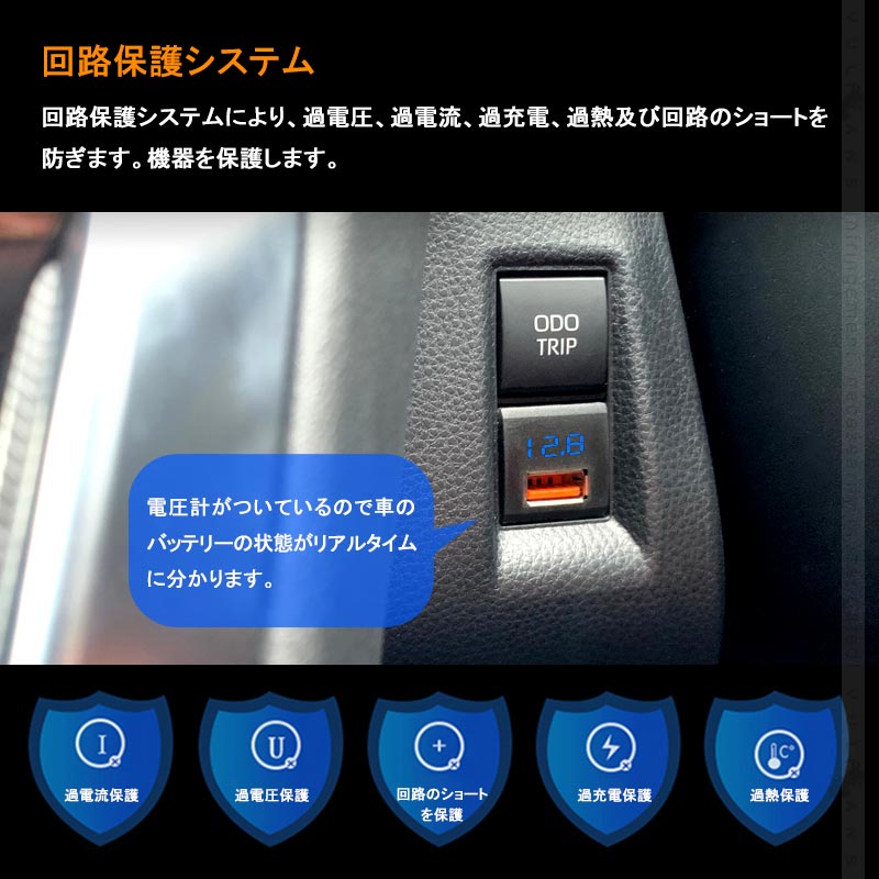 楽天市場 トヨタ車 ダイハツ車 電圧計 Qc3 0 Usb充電ポート増設充電ポート 急速充電 Led アクセサリー 車 ライズ Rav4 50系 ハリアー 80系 タント 電装 パーツ Vulcans