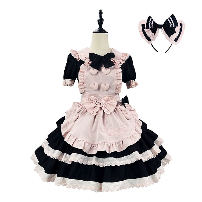 ハロウィン コスプレ レディース ハート メイド 仮装 衣装 半袖 ワンピース 女性 かわいい ハロウィンコスプレ ワンピース レディース 大人 ハロウィン仮装 コスプレ衣装 正統派メイド こすぷれ コス 男ウケ 大きいサイズ ゴスロリ エプロンドレス