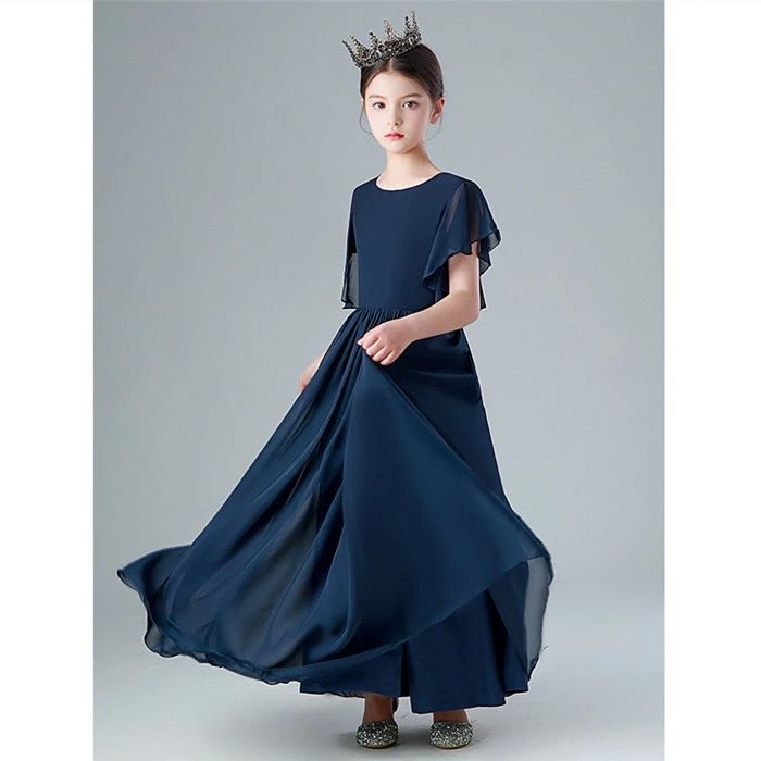 子供ドレス こども 発表会 袖付き 袖あり ドレス ネイビー ロング プリンセスドレス 子供 ピアノ発表会 ドレス キッズドレス 結婚式 子供ワンピース 演奏会 可愛い おしゃれ スジュニア ドレス フォーマル ガールズ 110cm 120cm 130cm 140cm 150cm 160cmドレス