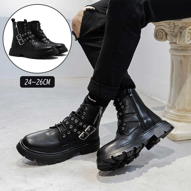 楽天市場】ブーツ メンズ ワークブーツ レースアップ サイドジッパー