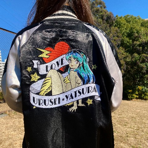 楽天市場】うる星やつら 刺繍スカジャン ブラック×シルバー レディース